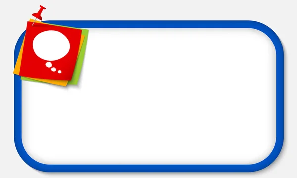Marco azul con pulsador y burbuja de habla — Archivo Imágenes Vectoriales