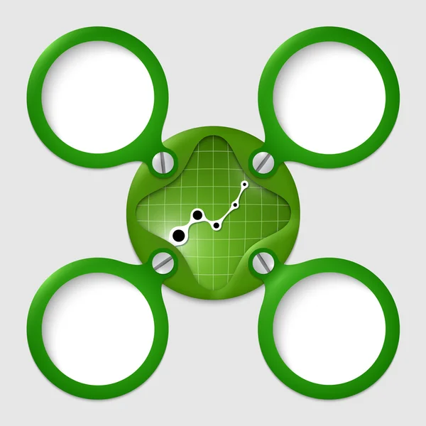 Quatre zones de texte avec vis et graphique — Image vectorielle