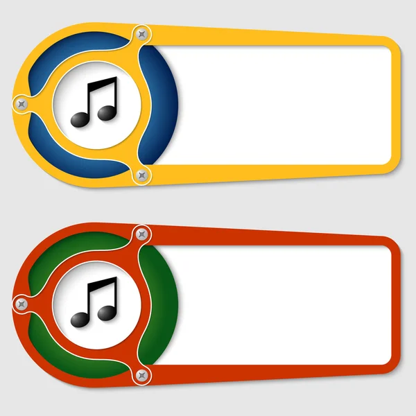 Conjunto de dos casillas para introducir texto con icono de música — Vector de stock