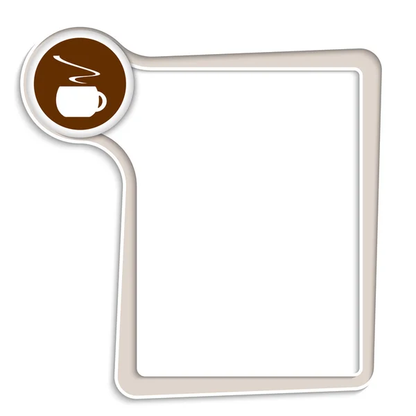 Caixa de texto marrom para qualquer texto com xícara de café — Vetor de Stock