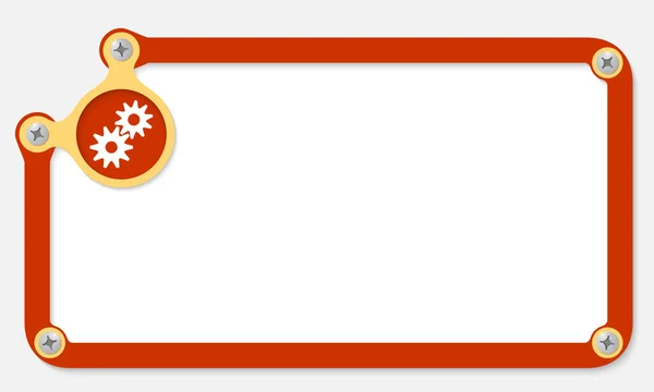 赤いフレームのネジと歯車付きのテキスト — ストックベクタ