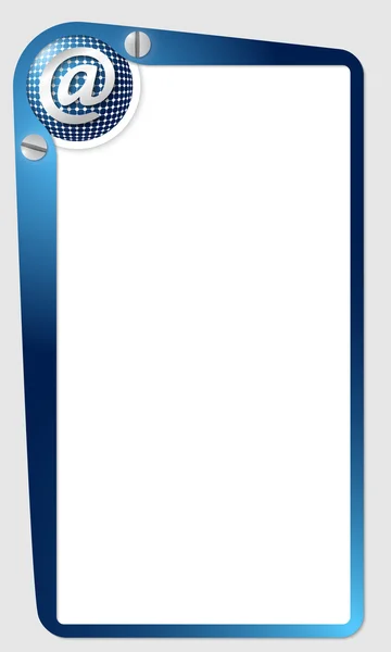 Синяя рамка для текста с таблицей и значком электронной почты — стоковый вектор