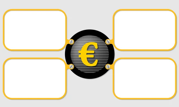 유로 기호 텍스트에 대 한 4 개의 노란색 프레임 — 스톡 벡터