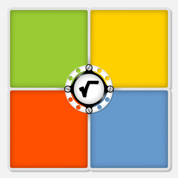 четыре цветные рамки для белого текста и radix
