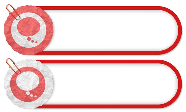 Dos botones con textura de papel arrugado y burbuja de voz — Vector de stock