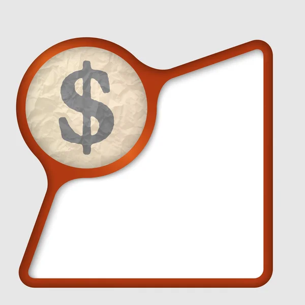 Quadro abstrato com textura de papel amassado e símbolo de dólar — Vetor de Stock