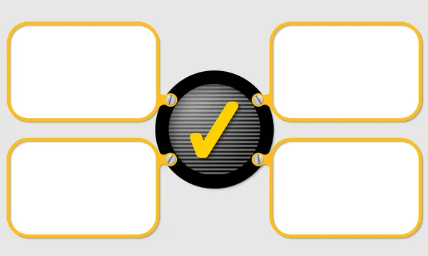 チェック ボックスとテキストの 4 つの黄色いフレーム — ストックベクタ