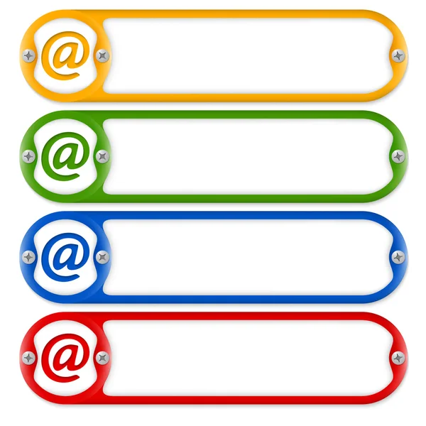 Cuatro marcos con tornillos e icono de correo electrónico — Vector de stock