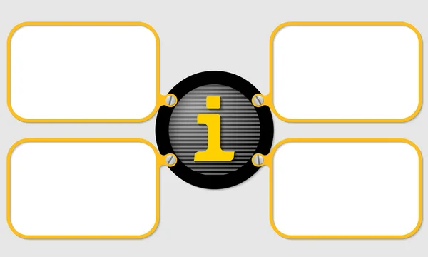 Quattro cornice gialla per testo con simbolo info — Vettoriale Stock