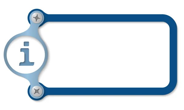 Blå ram med skruvar och information symbol — Stock vektor