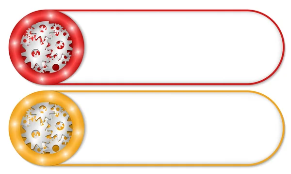 Набор из двух кнопок с зубчатыми колесами — стоковый вектор