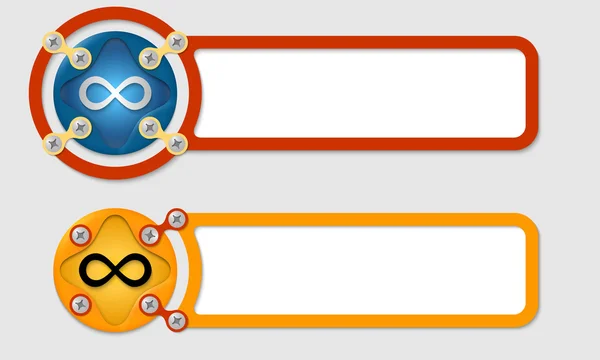 Caixas abstratas para qualquer texto com parafusos e símbolo de infinito — Vetor de Stock