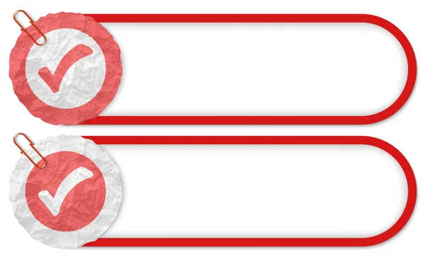 Deux boutons avec texture papier froissé et case à cocher — Image vectorielle