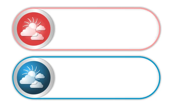 Deux boutons vectoriels avec soleil et nuages — Image vectorielle