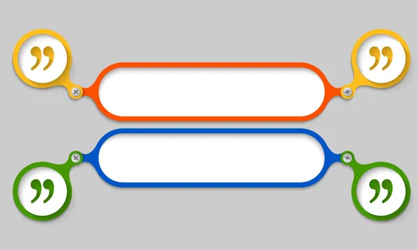 Gekleurde frames samen met een bout en een aanhalingsteken — Stockvector