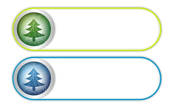 Deux boutons vectoriels avec arbre de Noël — Image vectorielle