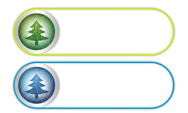 Due pulsanti vettoriali con albero di Natale — Vettoriale Stock