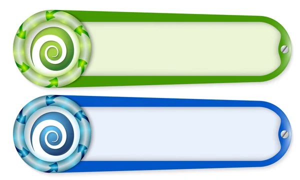 Ensemble de deux boutons avec flèches et spirale — Image vectorielle