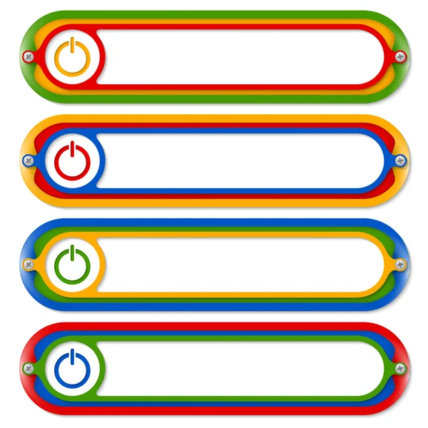 Cuatro marcos de colores para cualquier texto con botón de encendido — Vector de stock