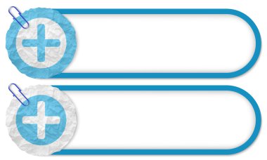 doku ile iki düğme buruşuk kağıt ve artı simgesi