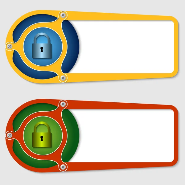 Ensemble de deux boîtes pour saisir du texte avec cadenas — Image vectorielle