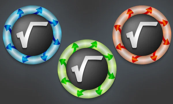 Ícones com cor de volta luz e radix símbolo — Vetor de Stock