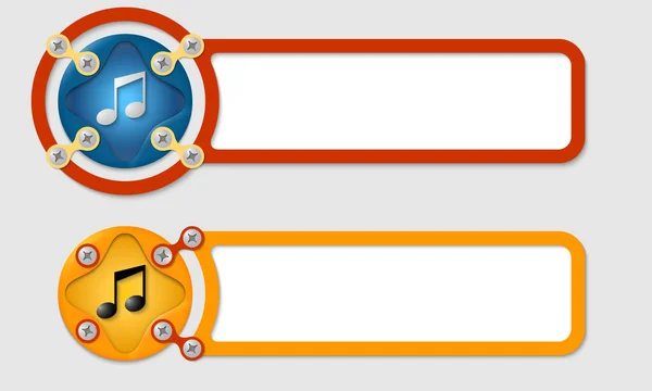 Abstracte vakken voor tekst met schroeven en muziek symbool — Stockvector