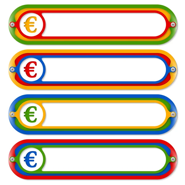 Cuatro marcos de colores para cualquier texto con símbolo euro — Archivo Imágenes Vectoriales