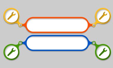 Renkli çerçeveler katıldı bir cıvata ve somun anahtarı