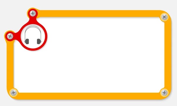 Cadre jaune pour texte avec vis et écouteurs — Image vectorielle