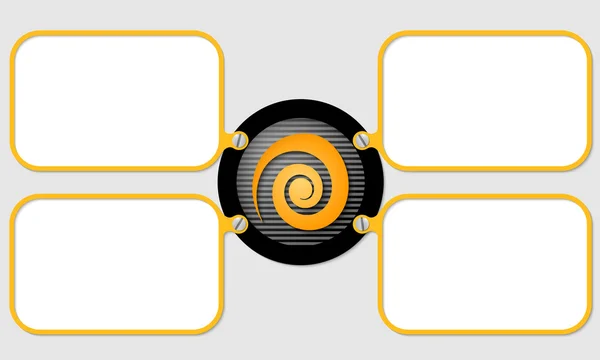 Cuatro marco amarillo para texto con espiral — Archivo Imágenes Vectoriales