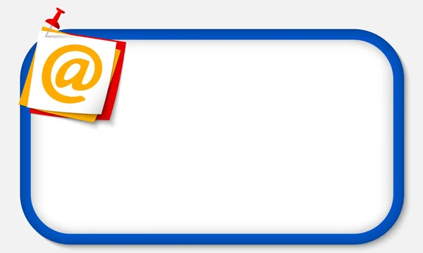 Moldura azul com pushpin e ícone de e-mail — Vetor de Stock