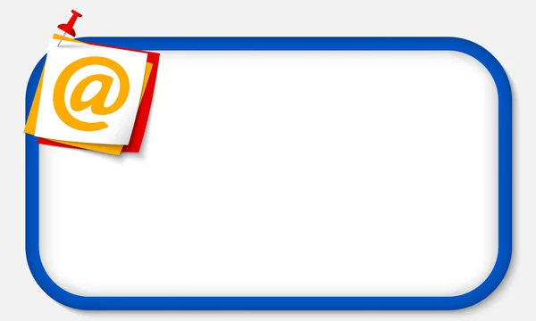 在蓝框带有图钉和电子邮件的图标 — 图库矢量图片