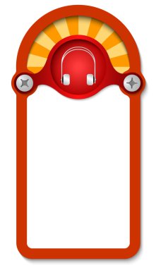 Kırmızı dikey kutu kulaklık ile herhangi bir metin için