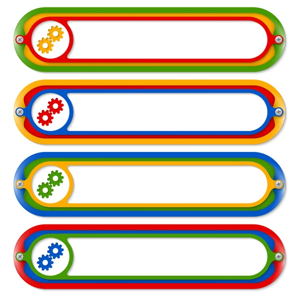 Quattro cornici colorate per qualsiasi testo con ruote dentate — Vettoriale Stock