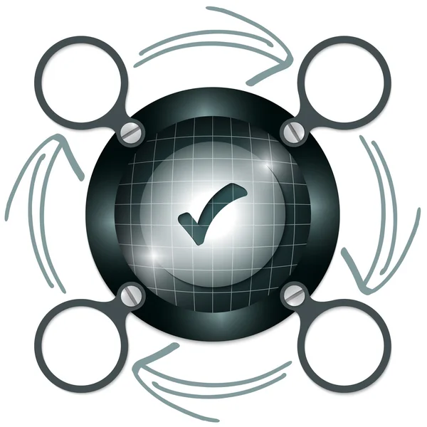 Cornice circolare scura per testo con frecce e casella di controllo — Vettoriale Stock