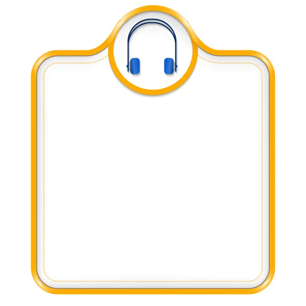 Caixa de vetor amarelo para texto com fones de ouvido — Vetor de Stock