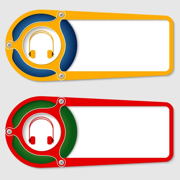 Conjunto de dos casillas para introducir texto con auriculares — Vector de stock