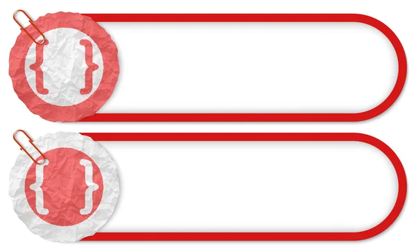 Deux boutons avec texture papier froissé et crochets — Image vectorielle