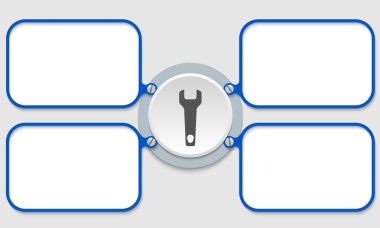 Somun anahtarı aksanlı dört mavi çerçeve