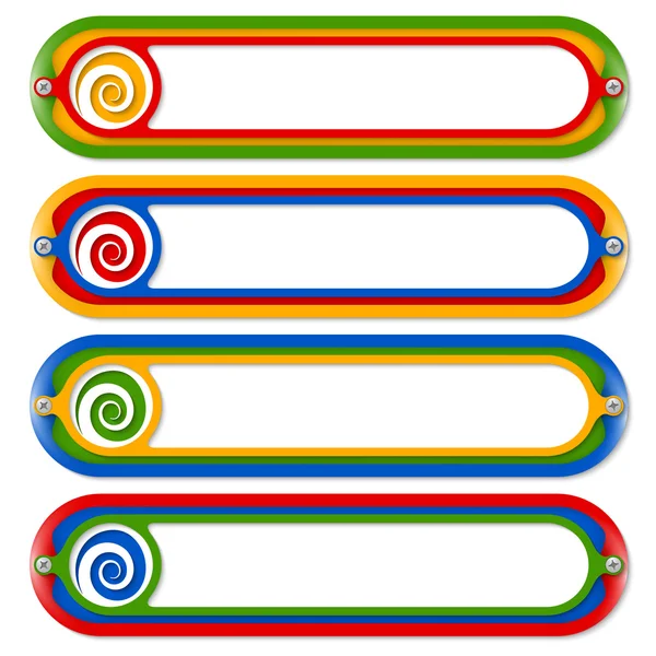 Four colored frames for any text with spiral — Stock Vector