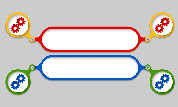 Gekleurde frames samen met een bout en tandwielen — Stockvector