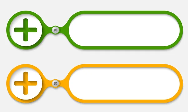 Due telai uniti da un bullone e simbolo plus — Vettoriale Stock