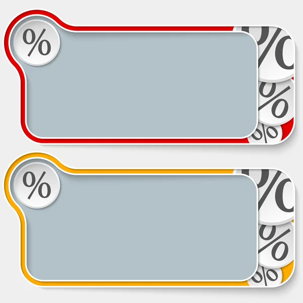 Ensemble de deux zones de texte abstraites avec symbole en pourcentage — Image vectorielle