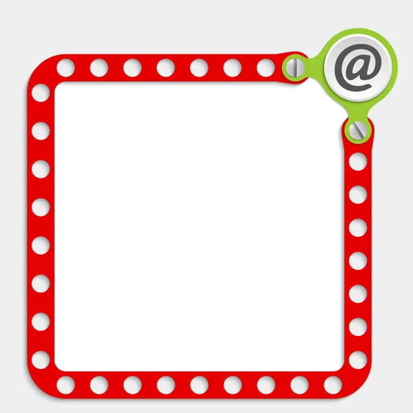 Marco rojo para cualquier texto con tornillos y el icono de correo electrónico — Vector de stock