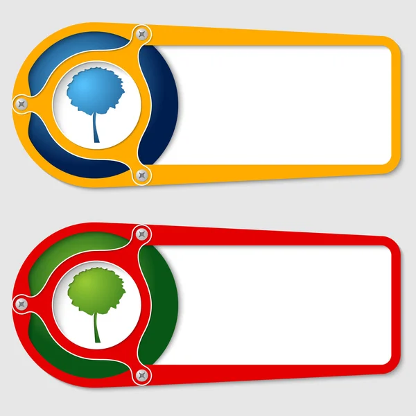 Conjunto de dos casillas para introducir texto con símbolo de árbol — Vector de stock