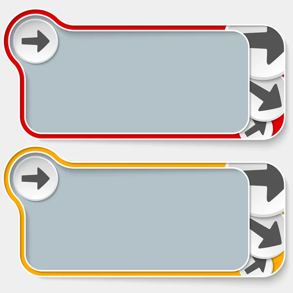 Set di due caselle di testo astratte con frecce — Vettoriale Stock