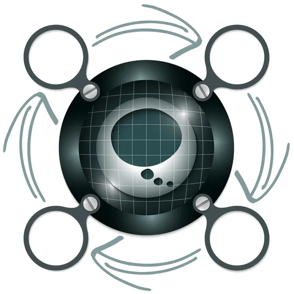 Cornice circolare scura per testo con frecce e bolla vocale — Vettoriale Stock