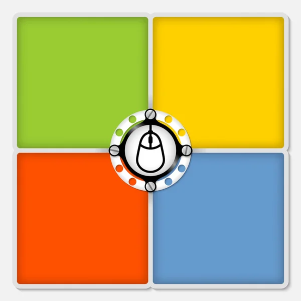 Čtyři barevné snímky pro bílé a myš ikona — Stockový vektor