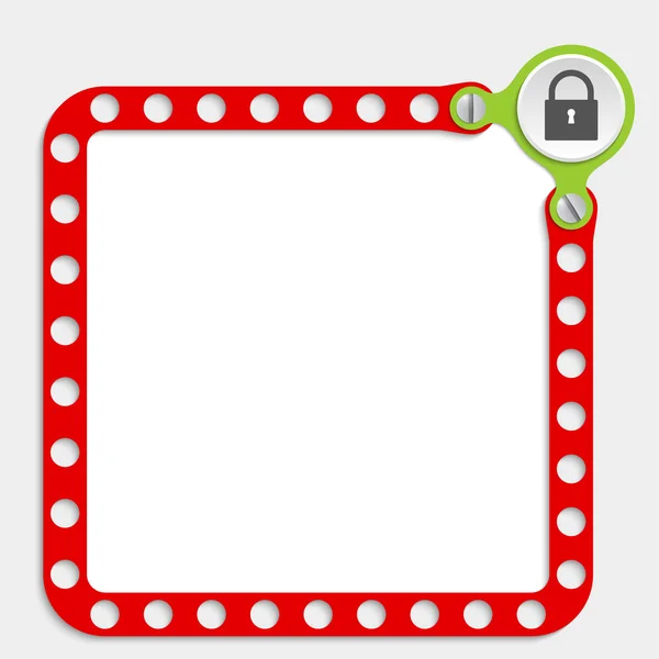 Cadre rouge pour tout texte avec vis et cadenas — Image vectorielle